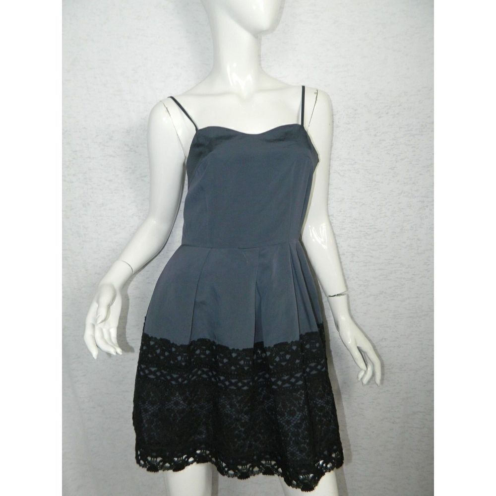 Jill Stuart Dress Blue Black‎ Lace Fit and Flare Spaghetti Straps Size 0